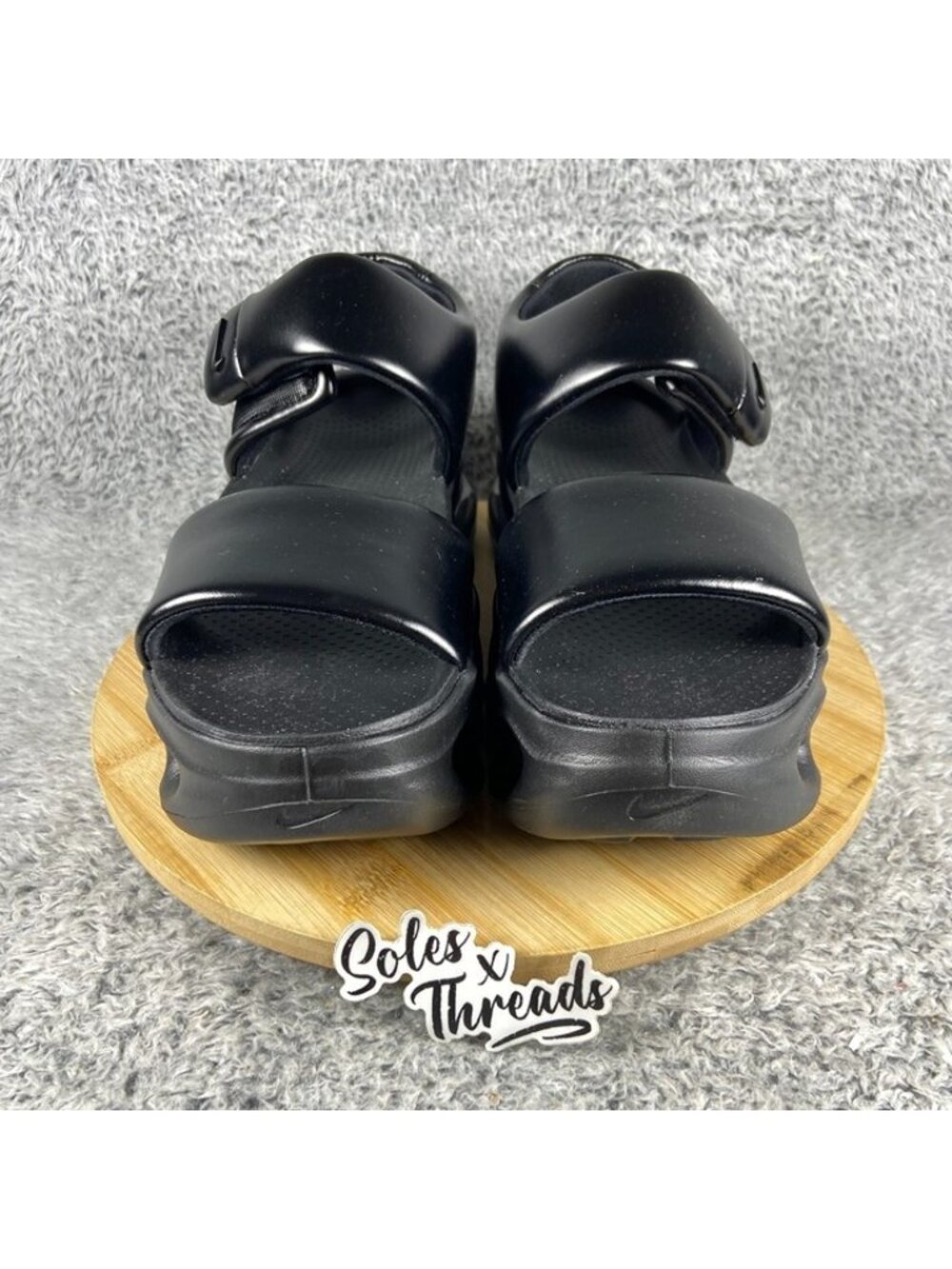 Nike Air Max Halo Sandals Size 10 Women Black IO1959-012 - Picture 4 of 9